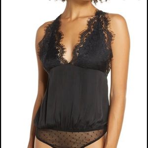 NEW free people black lace Melrose bodysuit S
